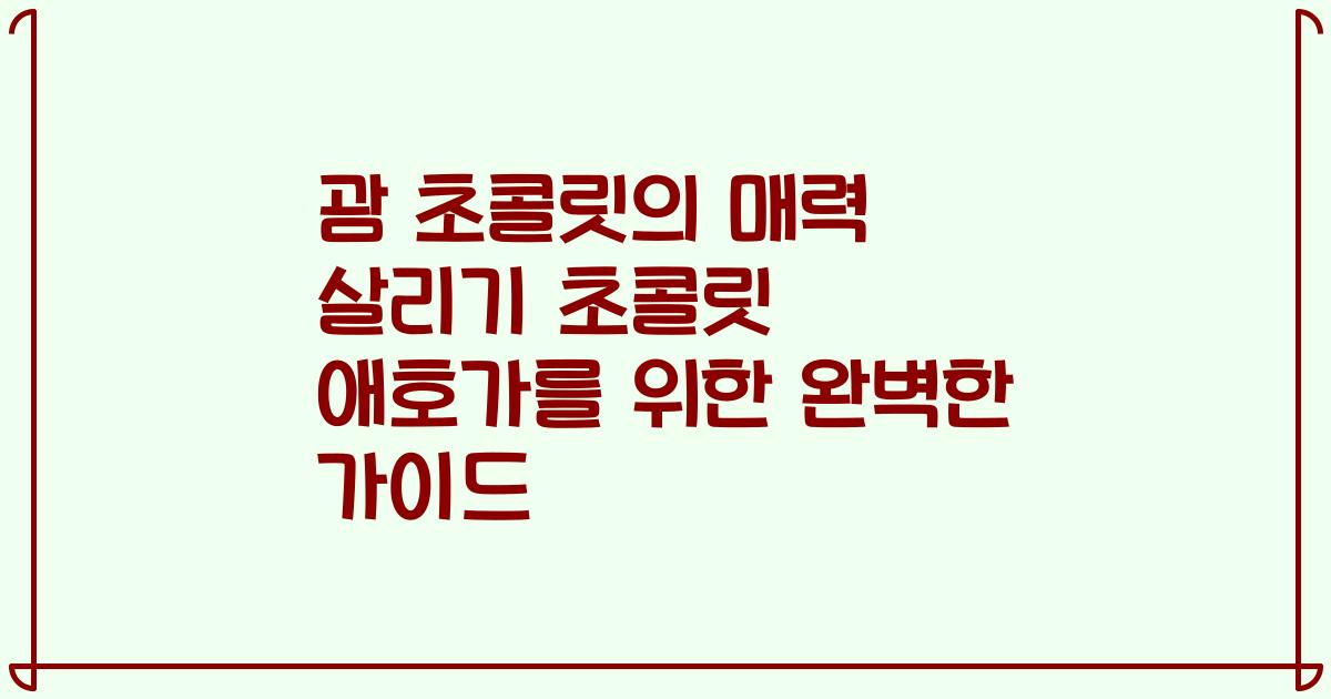 괌 초콜릿의 매력 살리기 초콜릿 애호가를 위한 완벽한 가이드