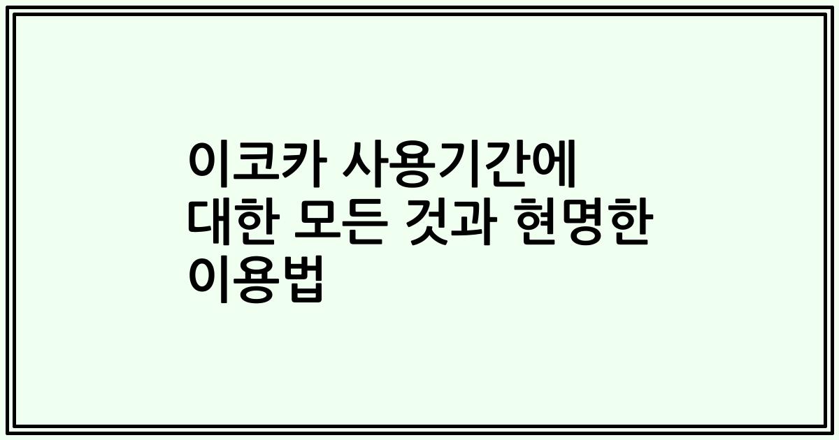 이코카 사용기간에 대한 모든 것과 현명한 이용법