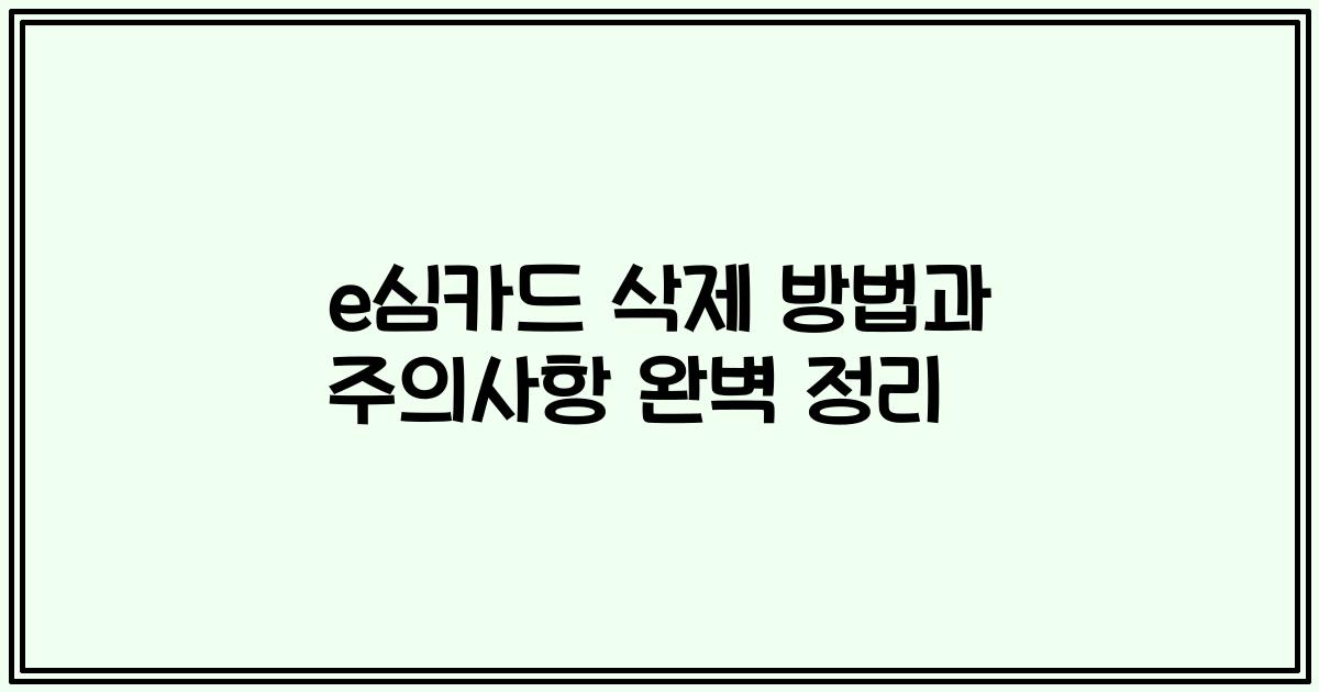 e심카드 삭제 방법과 주의사항 완벽 정리