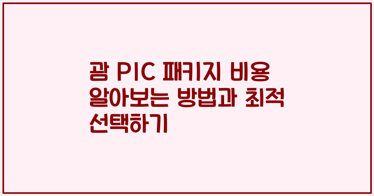 괌 PIC 패키지 비용 알아보는 방법과 최적 선택하기
